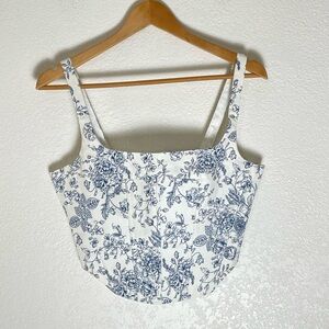 Christian Lacroix Floral White Blue Bustier Size XS